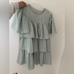 English Factory Green Ruffled dress
